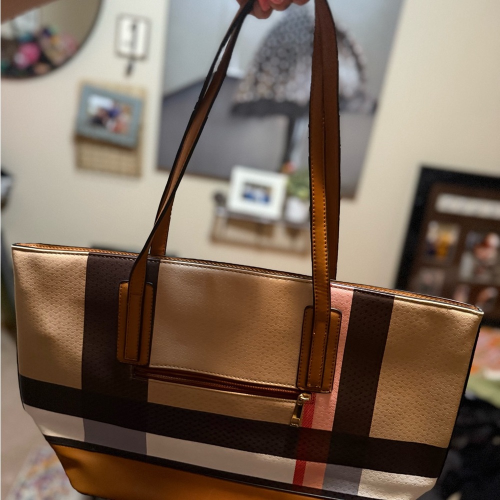 Stylish Brown and Cream Women's Tote Bag